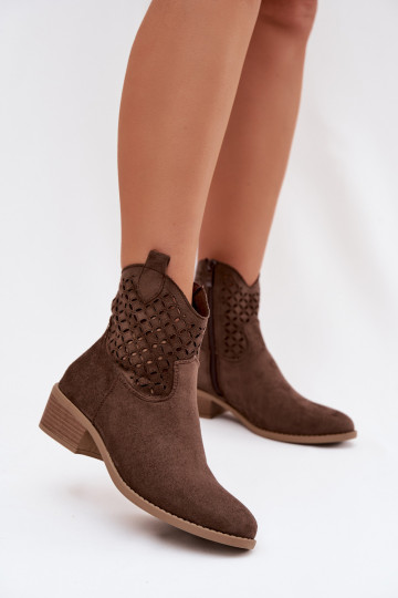 Botines de mujer con detalles calados color marrón Briavine 2