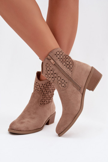 Botines de mujer con detalles calados color arena Briavine