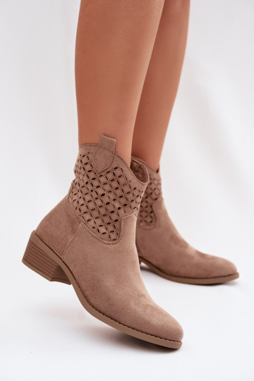 Botines de mujer con detalles calados color arena Briavine 2