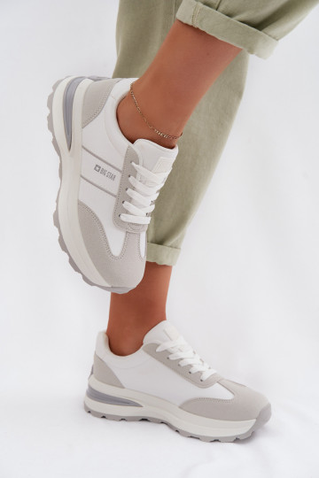 Zapatos deportivos para mujeres Big Star TT274879 HI-POLY SYSTEM color blanco-gris