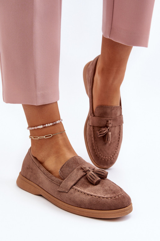 Mocasines de ante elegantes color marrón Dansitu