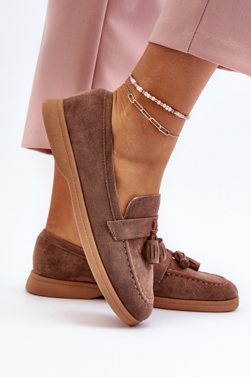 Mocasines de ante elegantes color marrón Dansitu