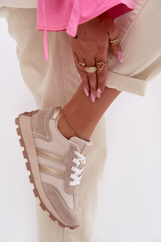 Piel Zapatillas modelo zapatos. Femenino con una plataforma S.Barski LR61-7096 beige