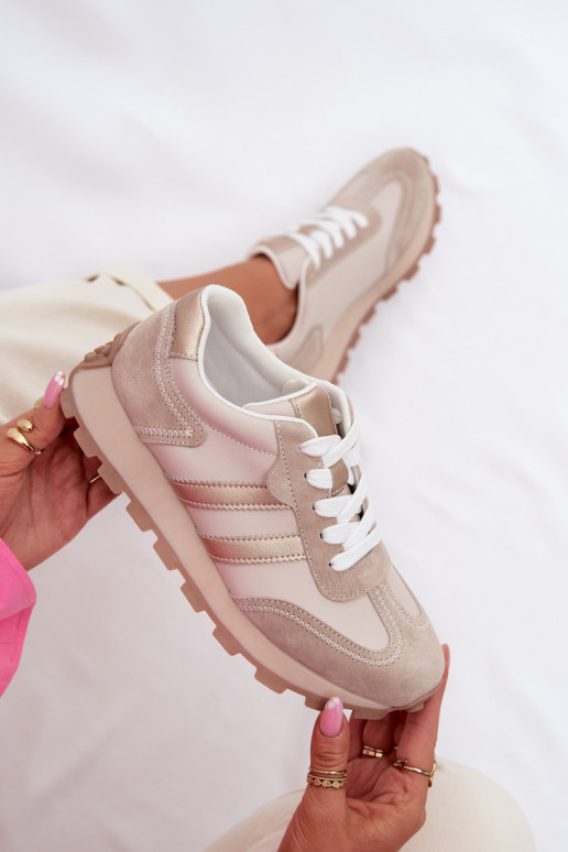 Piel Zapatillas modelo zapatos. Femenino con una plataforma S.Barski LR61-7096 beige