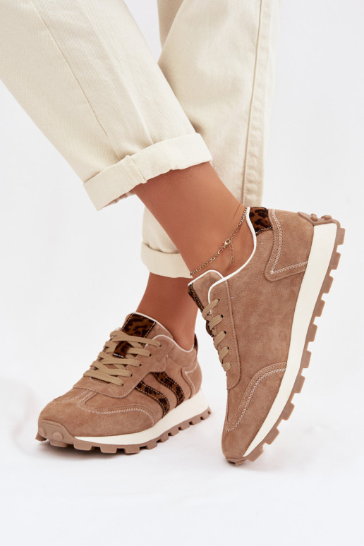 de gamuza Zapatillas modelo zapatos. Femenino con una plataforma con estampados de piel de leopardo S.Barski LR61-7071 color mar