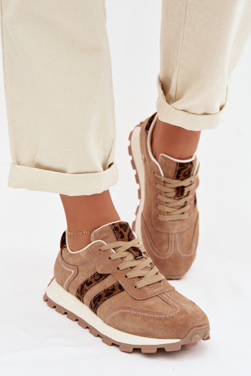 de gamuza Zapatillas modelo zapatos. Femenino con una plataforma con estampados de piel de leopardo S.Barski LR61-7071 color mar