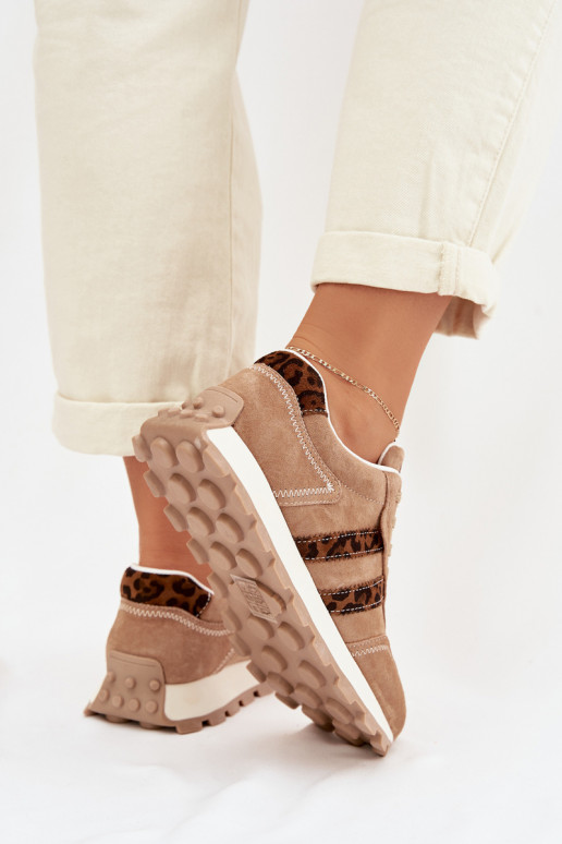 de gamuza Zapatillas modelo zapatos. Femenino con una plataforma con estampados de piel de leopardo S.Barski LR61-7071 color mar