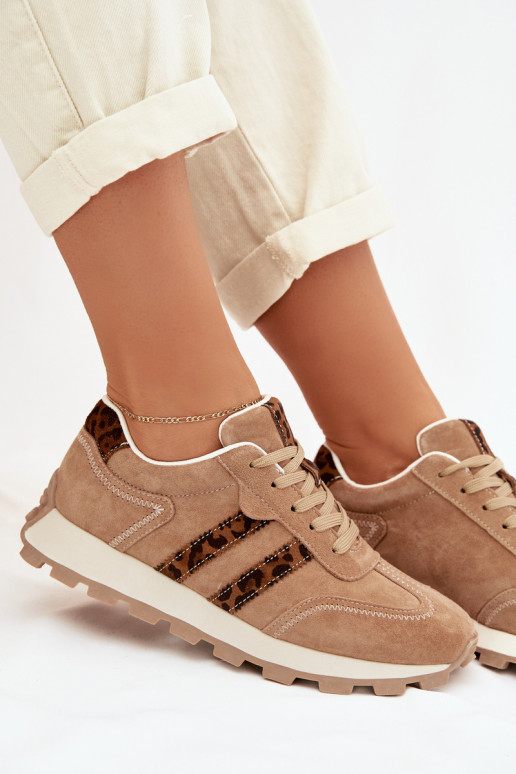 de gamuza Zapatillas modelo zapatos. Femenino con una plataforma con estampados de piel de leopardo S.Barski LR61-7071 color mar