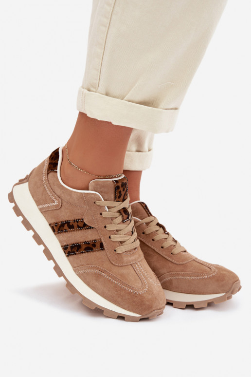 de gamuza Zapatillas modelo zapatos. Femenino con una plataforma con estampados de piel de leopardo S.Barski LR61-7071 color mar