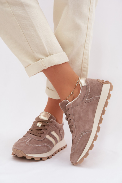 de gamuza Zapatillas modelo zapatos. Femenino con una plataforma S.Barski LR61-7097 beige