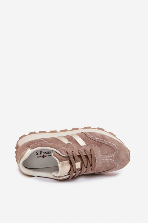 de gamuza Zapatillas modelo zapatos. Femenino con una plataforma S.Barski LR61-7097 beige