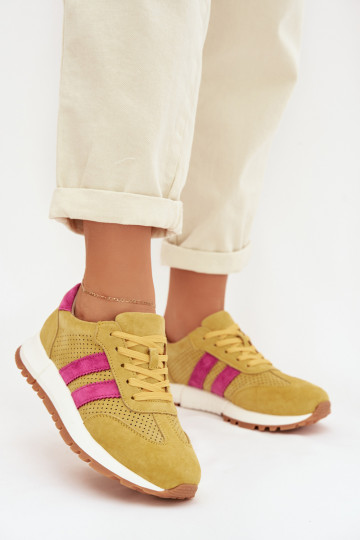 Zapatillas deportivas de ante para mujer Tai turirceline color amarillo 2