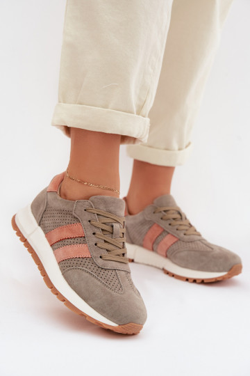 Zapatillas deportivas de ante para mujer Tai turirceline color caqui 2