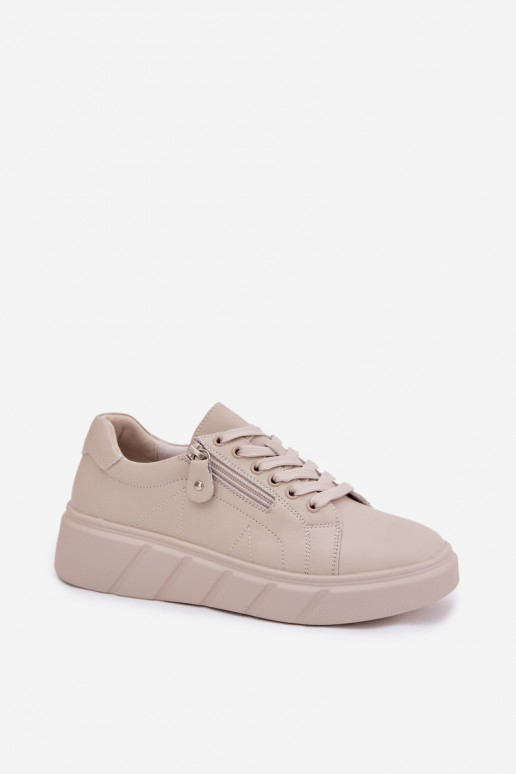 Piel zapatos Femenino con cremalleras beige Althea