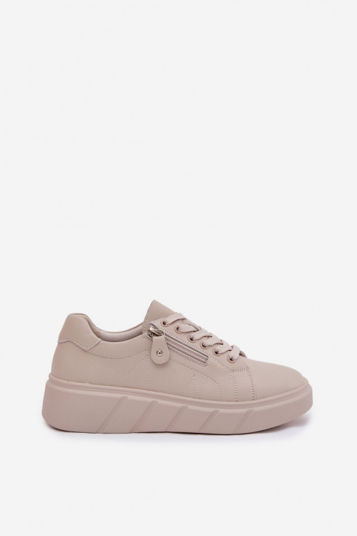 Piel zapatos Femenino con cremalleras beige Althea