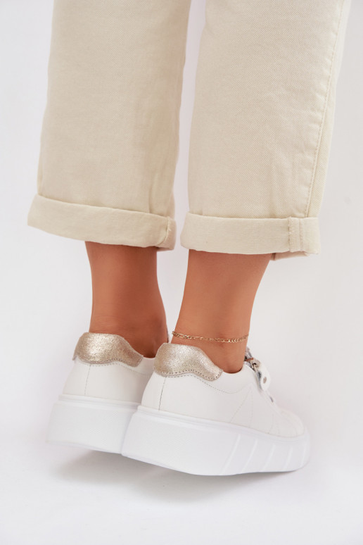 Piel zapatos Femenino con cremalleras el color blanco Althea