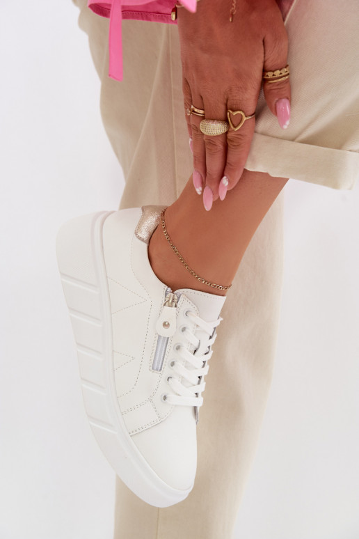 Piel zapatos Femenino con cremalleras el color blanco Althea