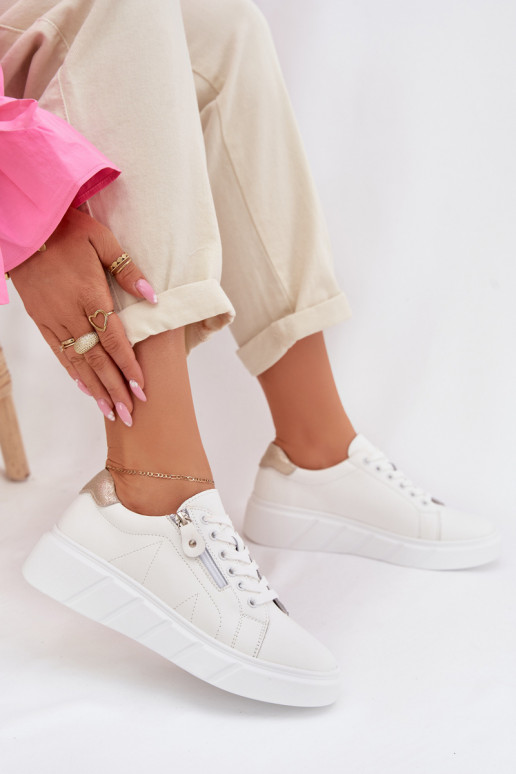 Piel zapatos Femenino con cremalleras el color blanco Althea