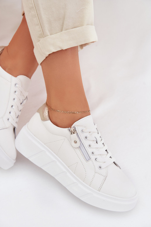 Piel zapatos Femenino con cremalleras el color blanco Althea