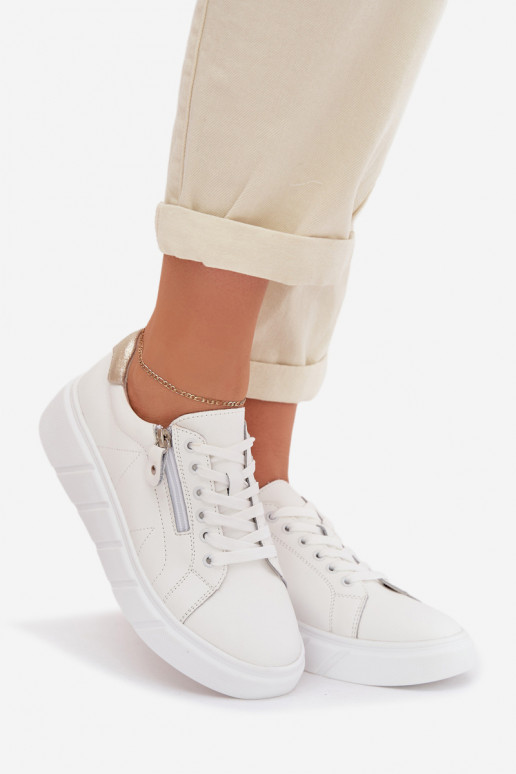 Piel zapatos Femenino con cremalleras el color blanco Althea