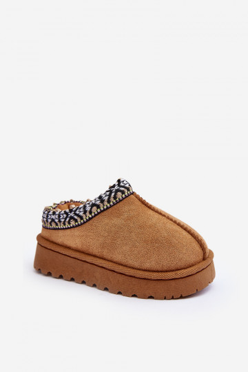 Zapatillas para niños de modelo pantufla acolchadas color marrón Olivane