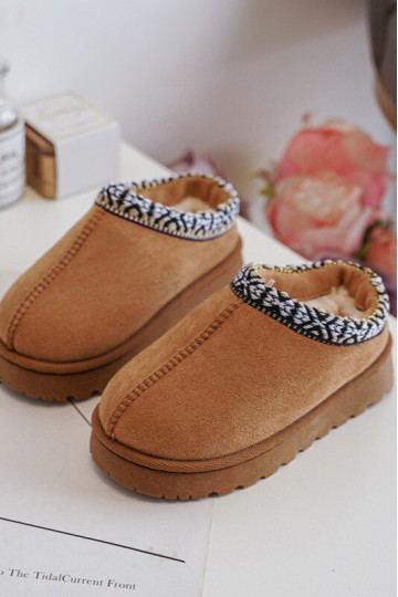 Zapatillas para niños de modelo pantufla acolchadas color marrón Olivane 2