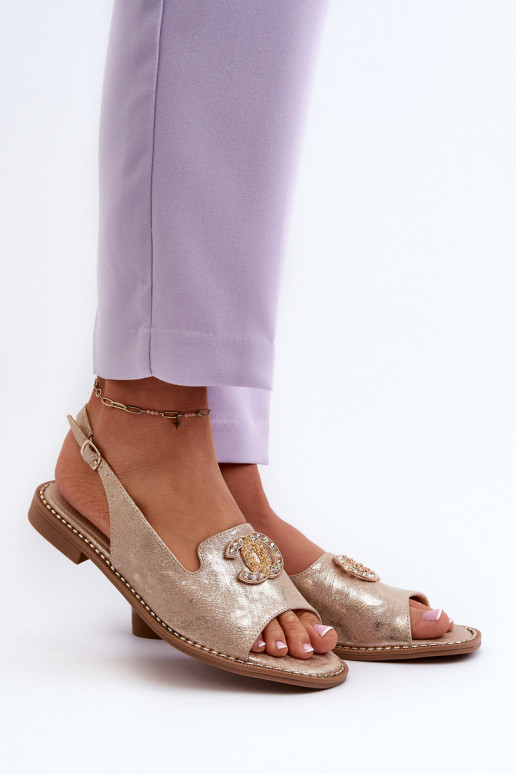 Sandalias de mujer con adornos S.Barski KV27-049 color dorado