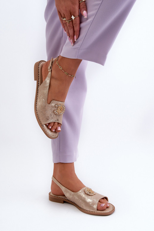 Sandalias de mujer con adornos S.Barski KV27-049 color dorado