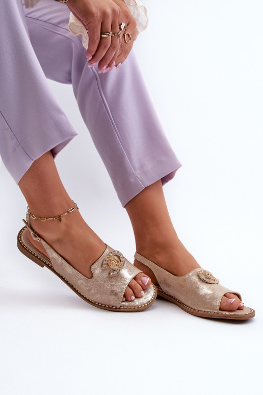 Sandalias de mujer con adornos S.Barski KV27-049 color dorado