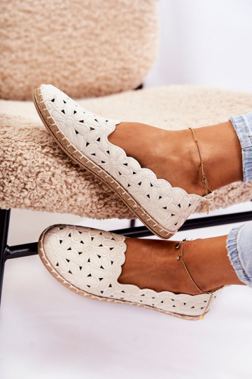 Femenino Un modelo convincente bailarinas con flores el color blanco Vennice 2