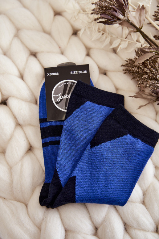 Medias dos tonos con rayas azul-de color negro