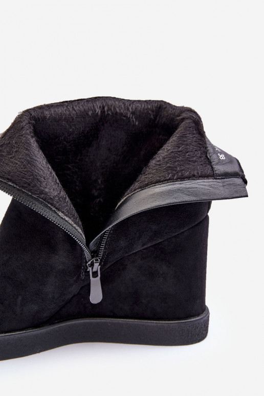 de gamuza calentamiento Botas en una cuña con adornos de color negro Vere