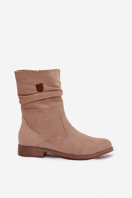 calentamiento Botas de mujer Con un top rizado con tacones anchos beige Krisia