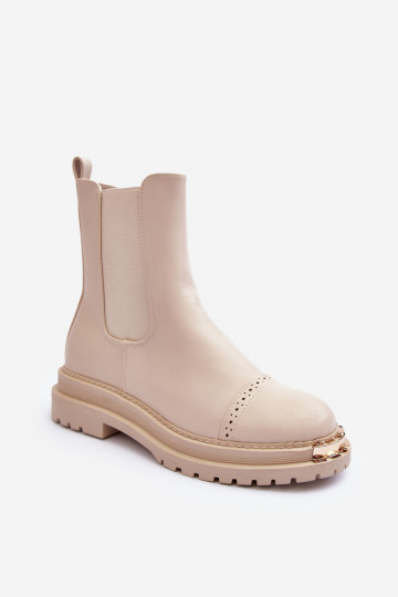 Botas de mujer botas chelsea beige Nialee 2