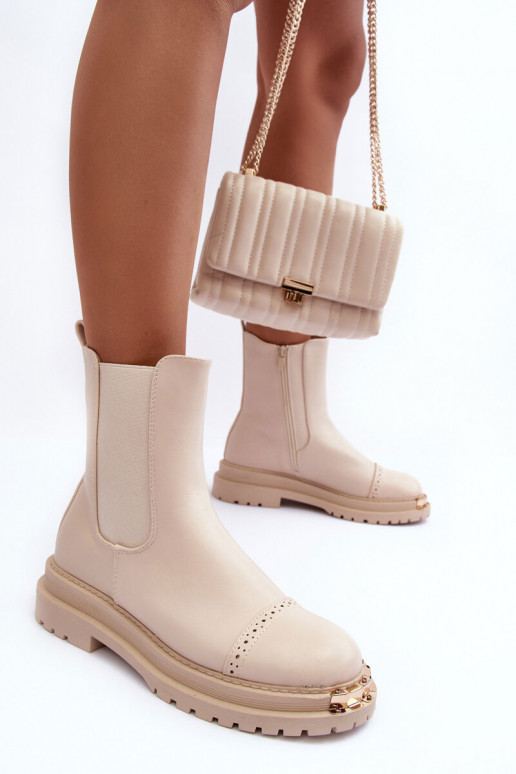 Botas de mujer botas chelsea beige Nialee