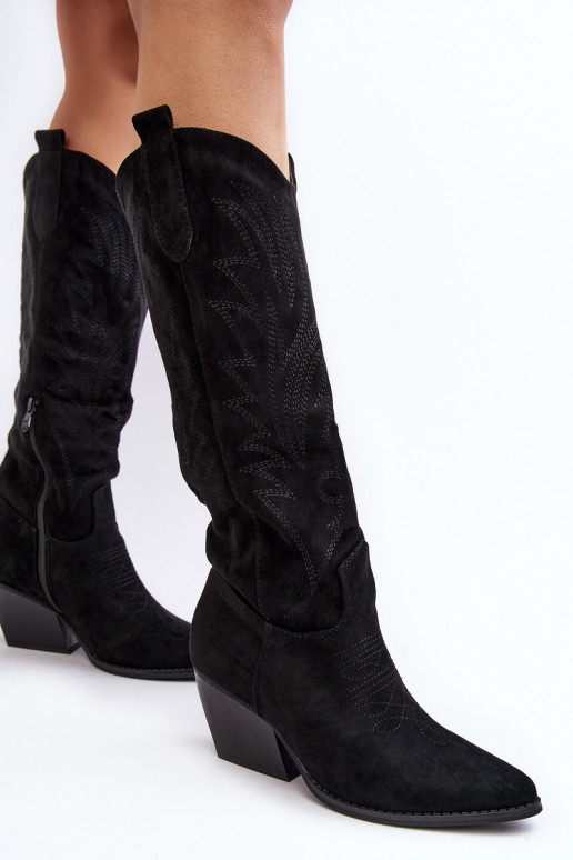 Femenino botas estilo vaquero con tacones de color negro Sloana