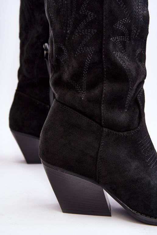 Femenino botas estilo vaquero con tacones de color negro Sloana