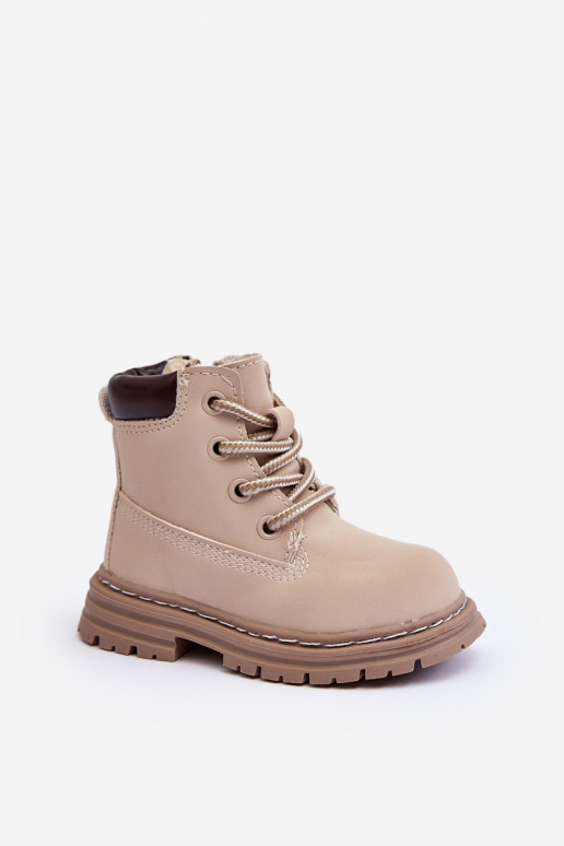 botas para niños zapatos con cremalleras beige Bansi