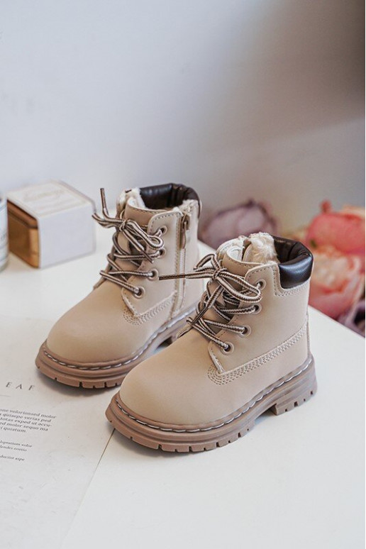 botas para niños zapatos con cremalleras beige Bansi