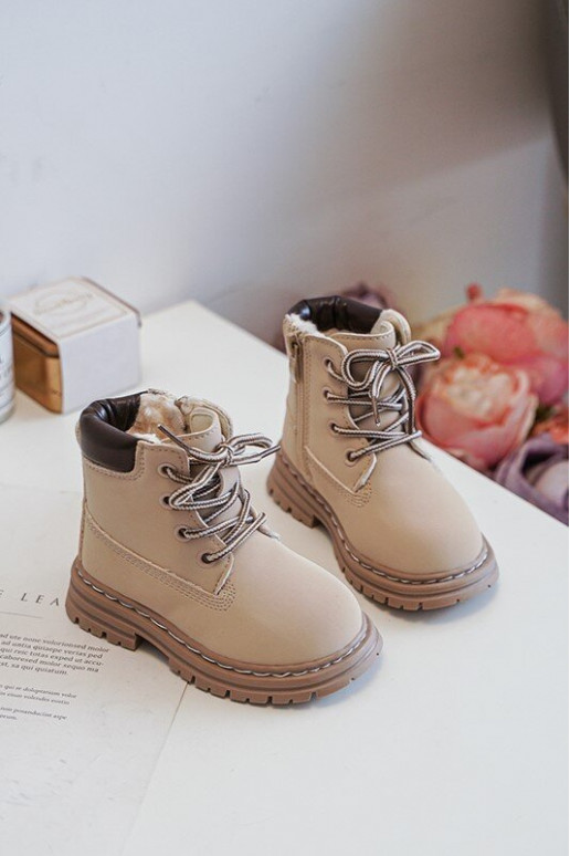 botas para niños zapatos con cremalleras beige Bansi
