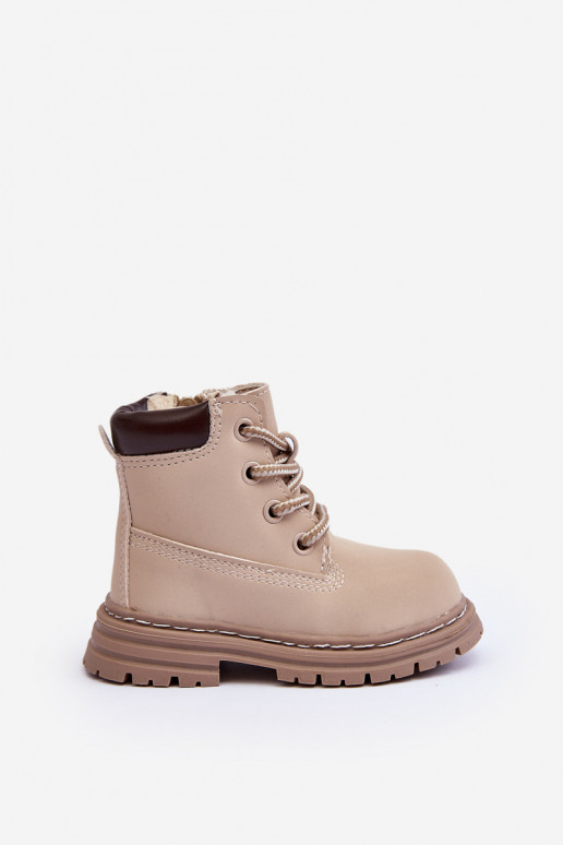 botas para niños zapatos con cremalleras beige Bansi