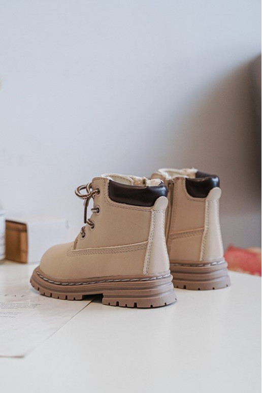 botas para niños zapatos con cremalleras beige Bansi