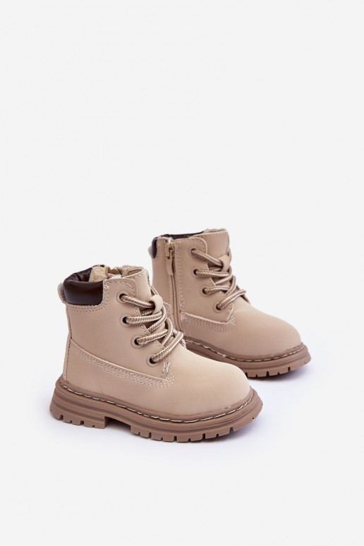 botas para niños zapatos con cremalleras beige Bansi