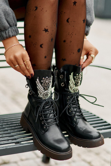 Eko Piel botines de trabajo Con decoración calentamiento D&A MR880-080 de color negro 2