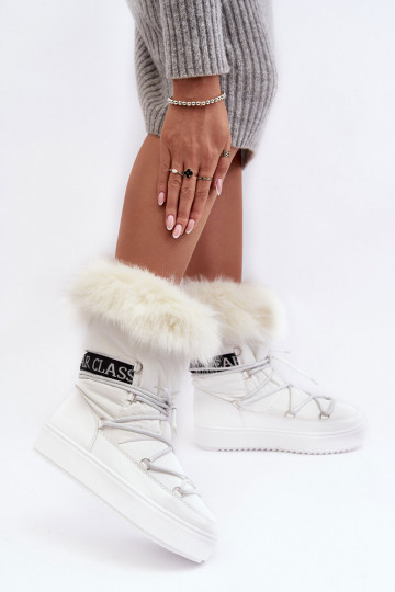 Botas de nieve para mujer con cordones color blanco Santero