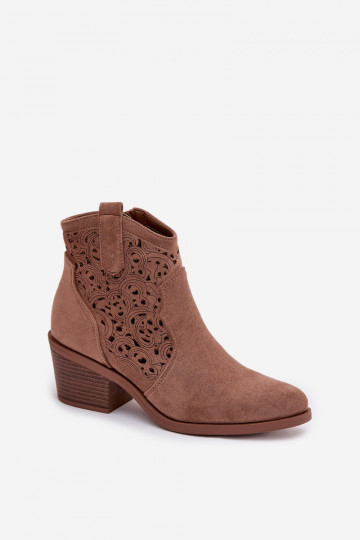 Botines de mujer de estilo cowboy con tacones de color marrón S.Barski HY61-8012 2