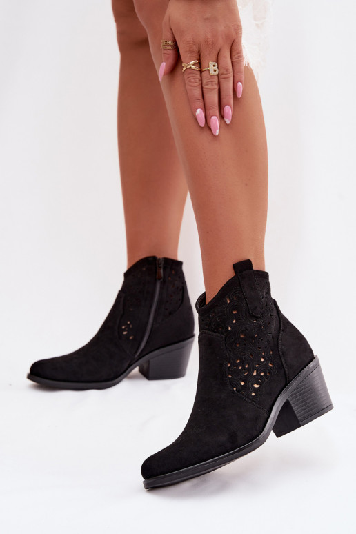 Botines de mujer estilo cowboy con tacones color negro S.Barski HY61-8012