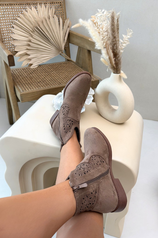 Botines de mujer con tacones anchos color marrón S.Barski HY61-8026