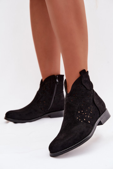 Botines de mujer con tacones anchos color negro S.Barski HY61-8026