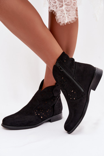 Botines de mujer con tacones anchos color negro S.Barski HY61-8026 2
